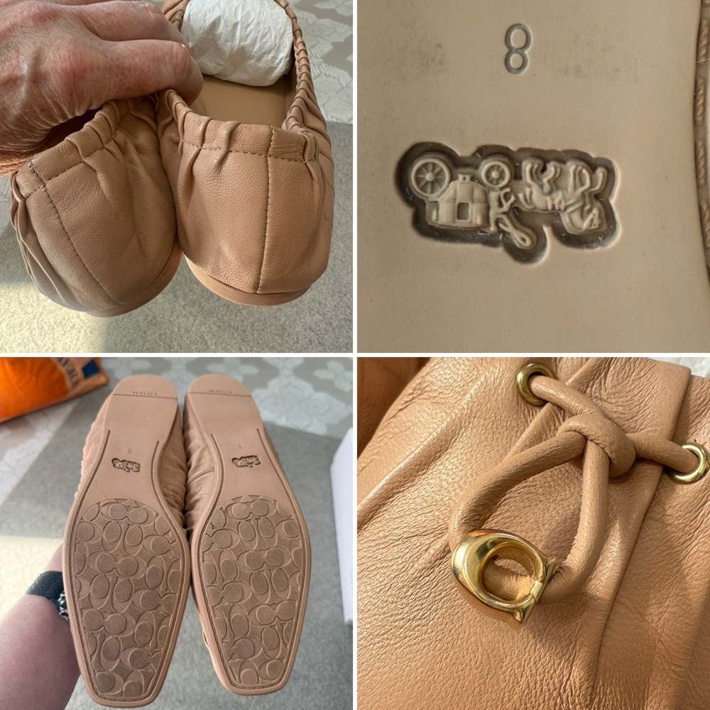 Coach Women's Beige Leather Flats - Picture 8 of 9